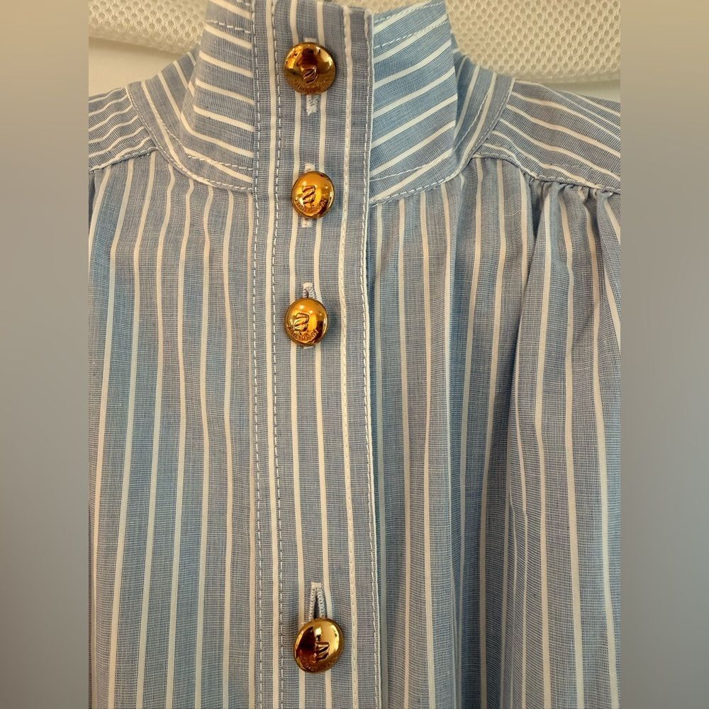 ZIMMERMANN Light Blue Striped Long Sleeve Utility Midi Dress, size 0 - Picture 9 of 16